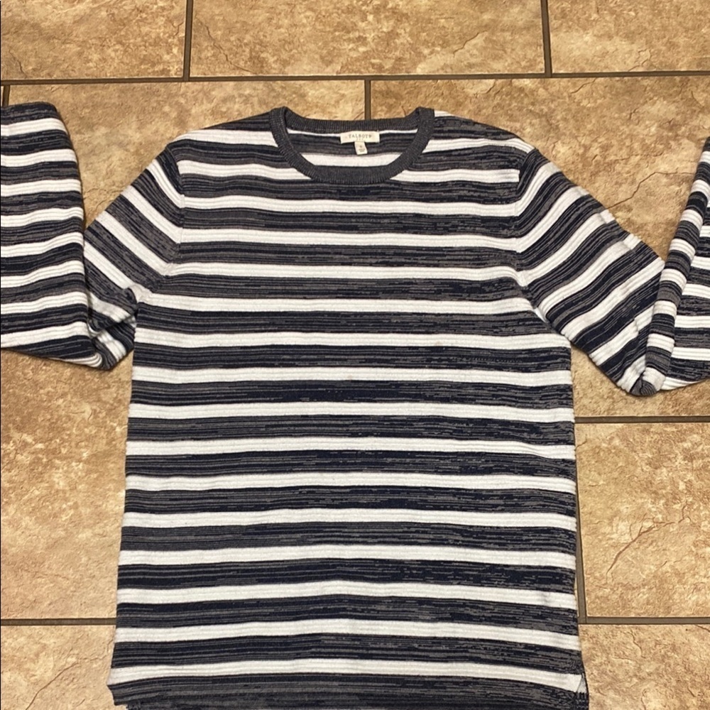Men’s Nautical Talbots Chunky Knit Striped Sweater Spring Fall Office Yacht